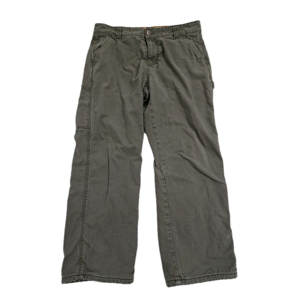 Red Head Men's 36x30 Flannel Lined Carpenter Cargo Pants Utility Canvas Work